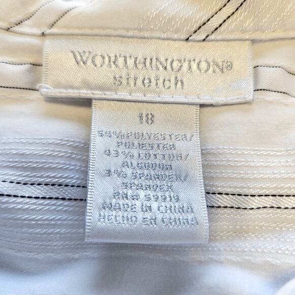 Worthington Stretch Long Sleeve Nautical Pinstripe Button Down Shirt Size 18 EUC - Picture 4 of 5